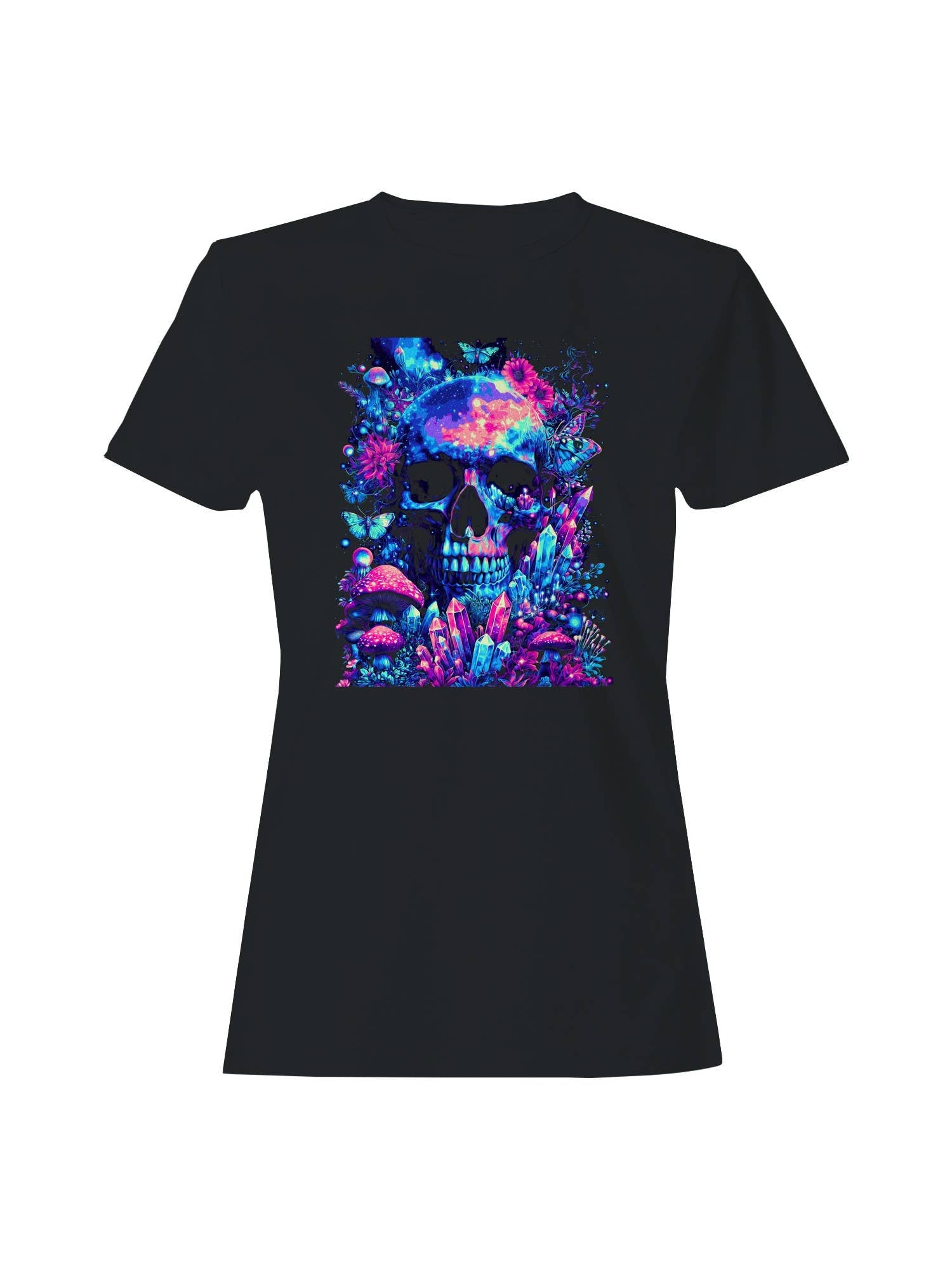 Cosmic Skull and Neon Nature Women's T-Shirt Hoodie, Sweatshirt | PodTeesHub.com