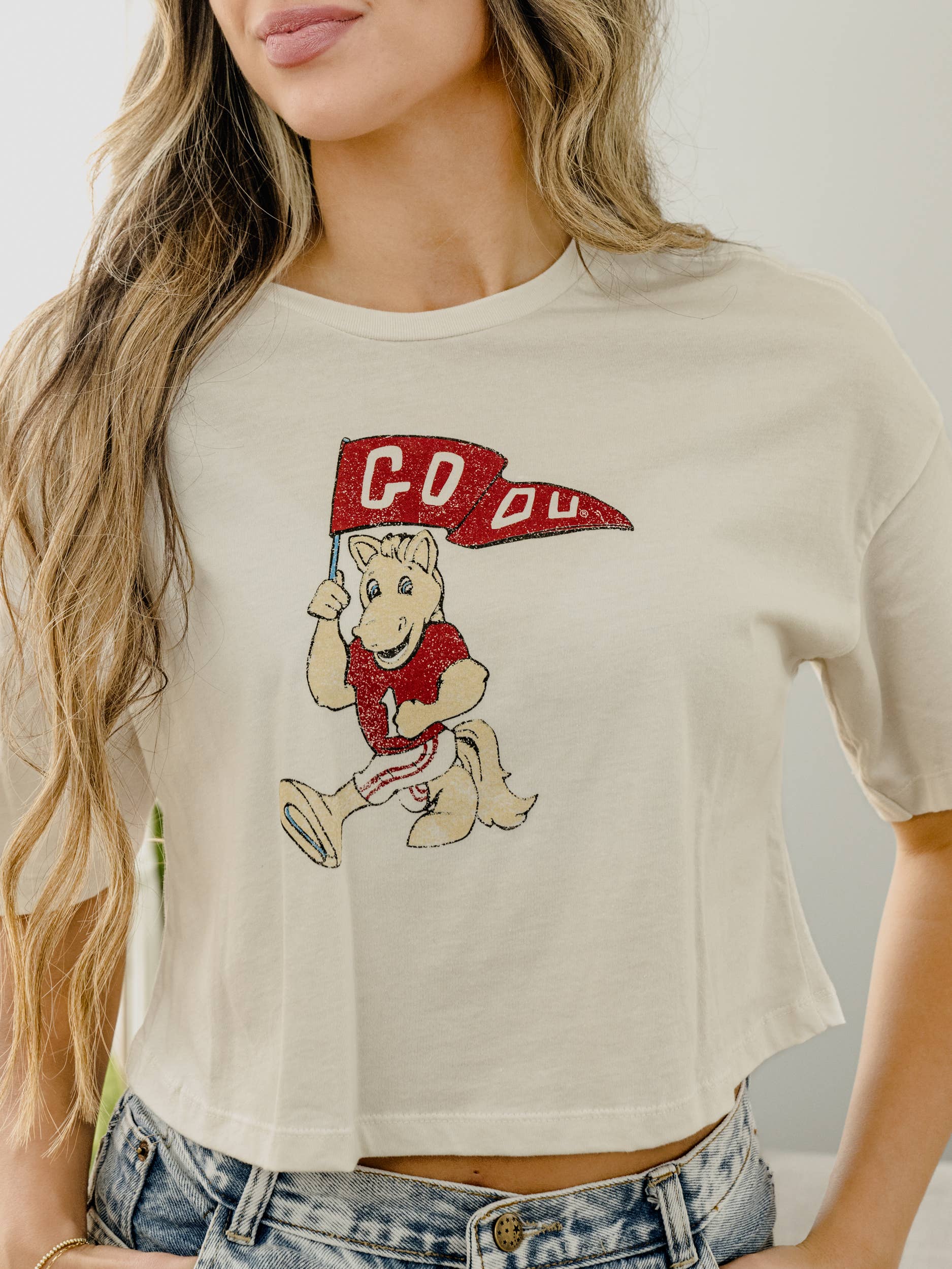 Oklahoma Ou Sooners Mascot Flag Off White Cropped Tee Hoodie, Sweatshirt | PodTeesHub.com