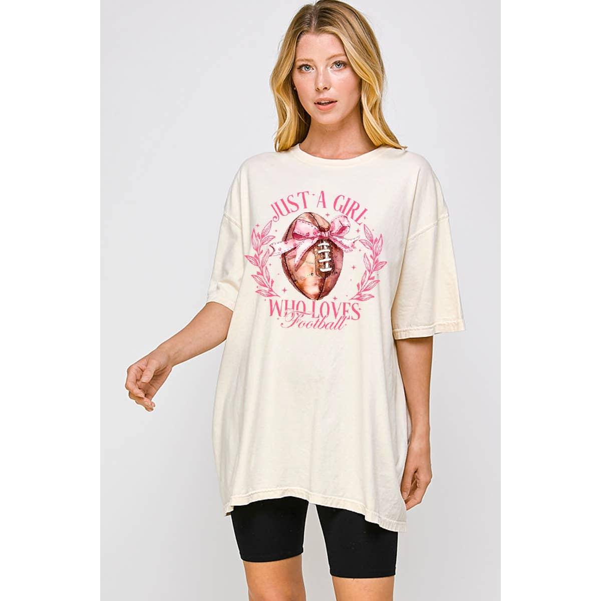 Just A Girl Who Loves Fooball Vintage Graphic Oversized Tee Hoodie, Sweatshirt | PodTeesHub.com