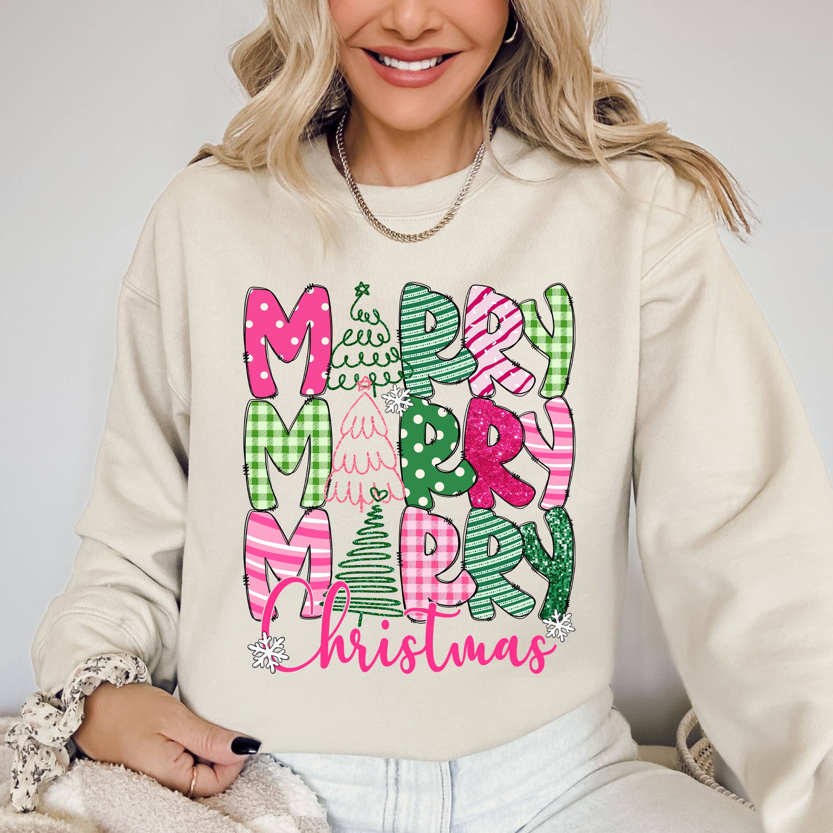 Merry Merry Merry Christmas, Colorful Santa, Xmas Sweatshirt T-Shirts, Hoodie | PodTeesHub.com