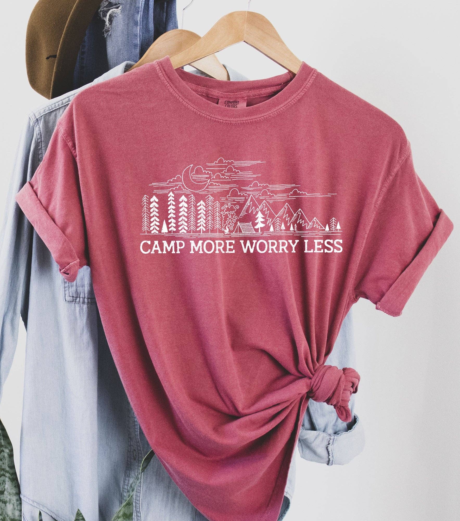 Camp More Worry Less T-Shirt Hoodie, Sweatshirt | PodTeesHub.com