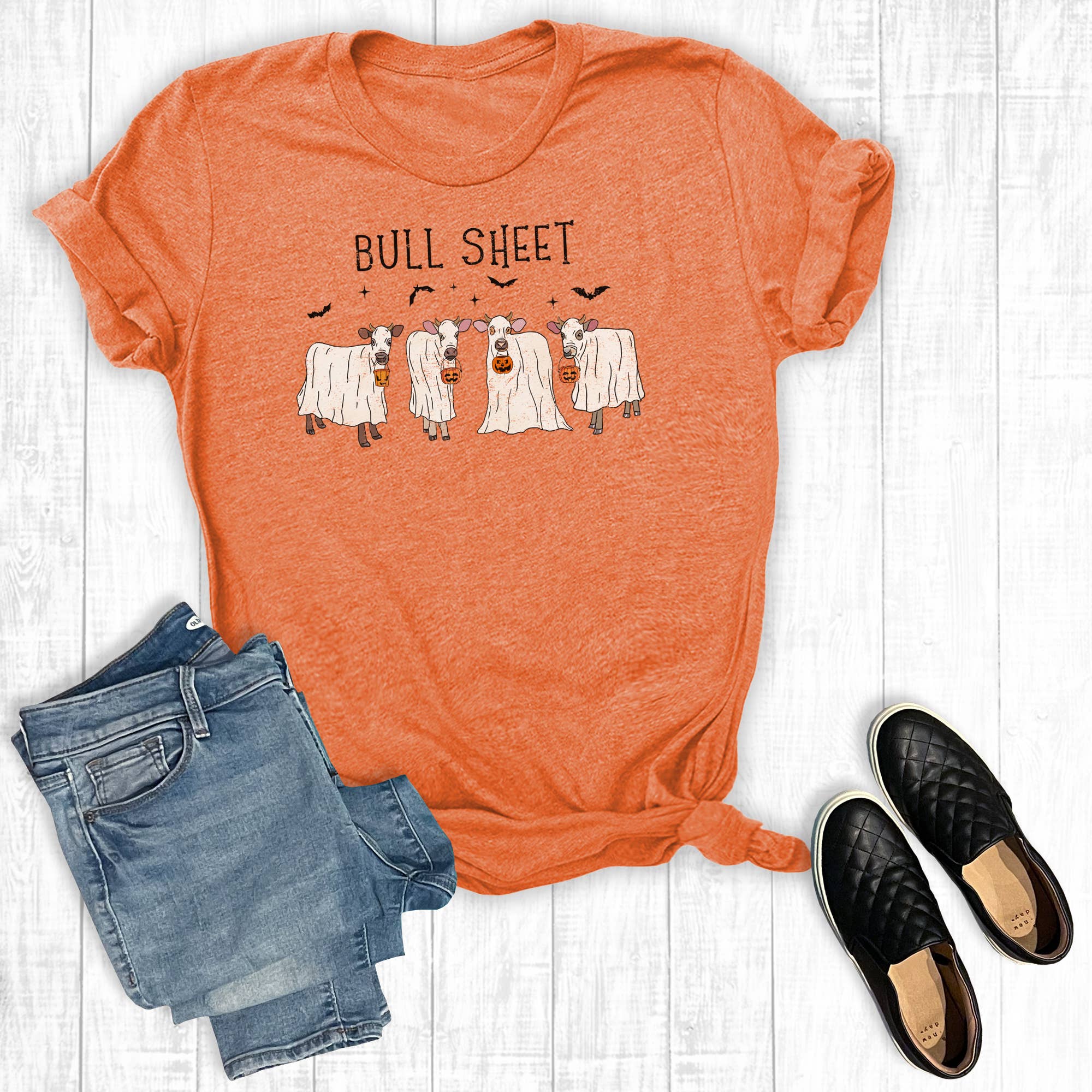 Halloween Bull Sheet Ghost Cows Graphic Tee Hoodie, Sweatshirt | PodTeesHub.com
