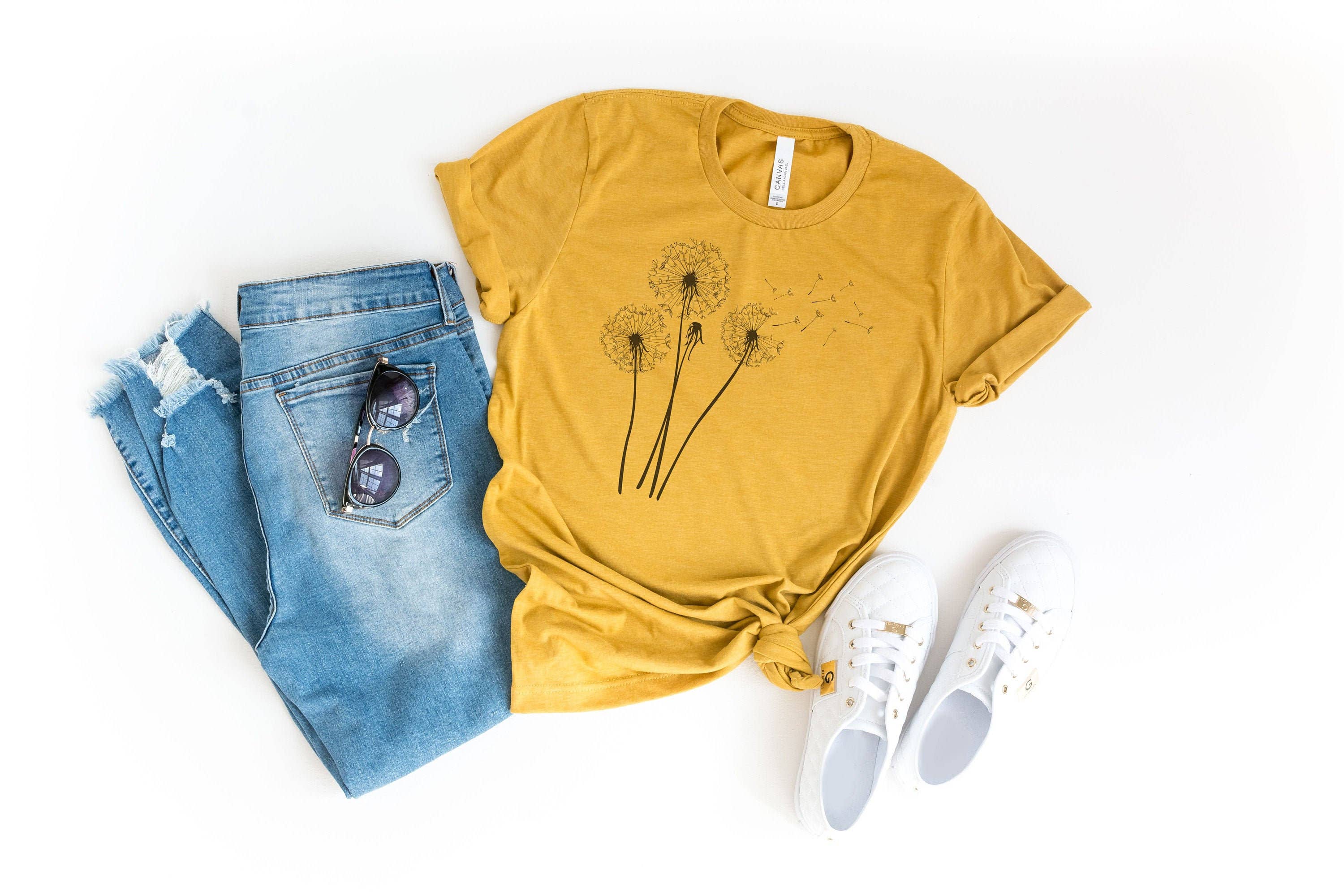 Dandelion Silhouette Tee | Botanical Tshirt Hoodie, Sweatshirt | PodTeesHub.com