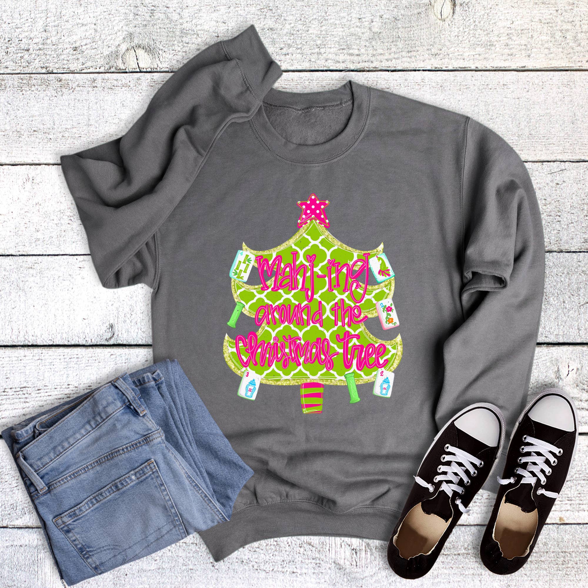 Christmas Mahj-Ing Around Christmas Tree Mahjong Sweatshirt T-Shirts, Hoodie | PodTeesHub.com
