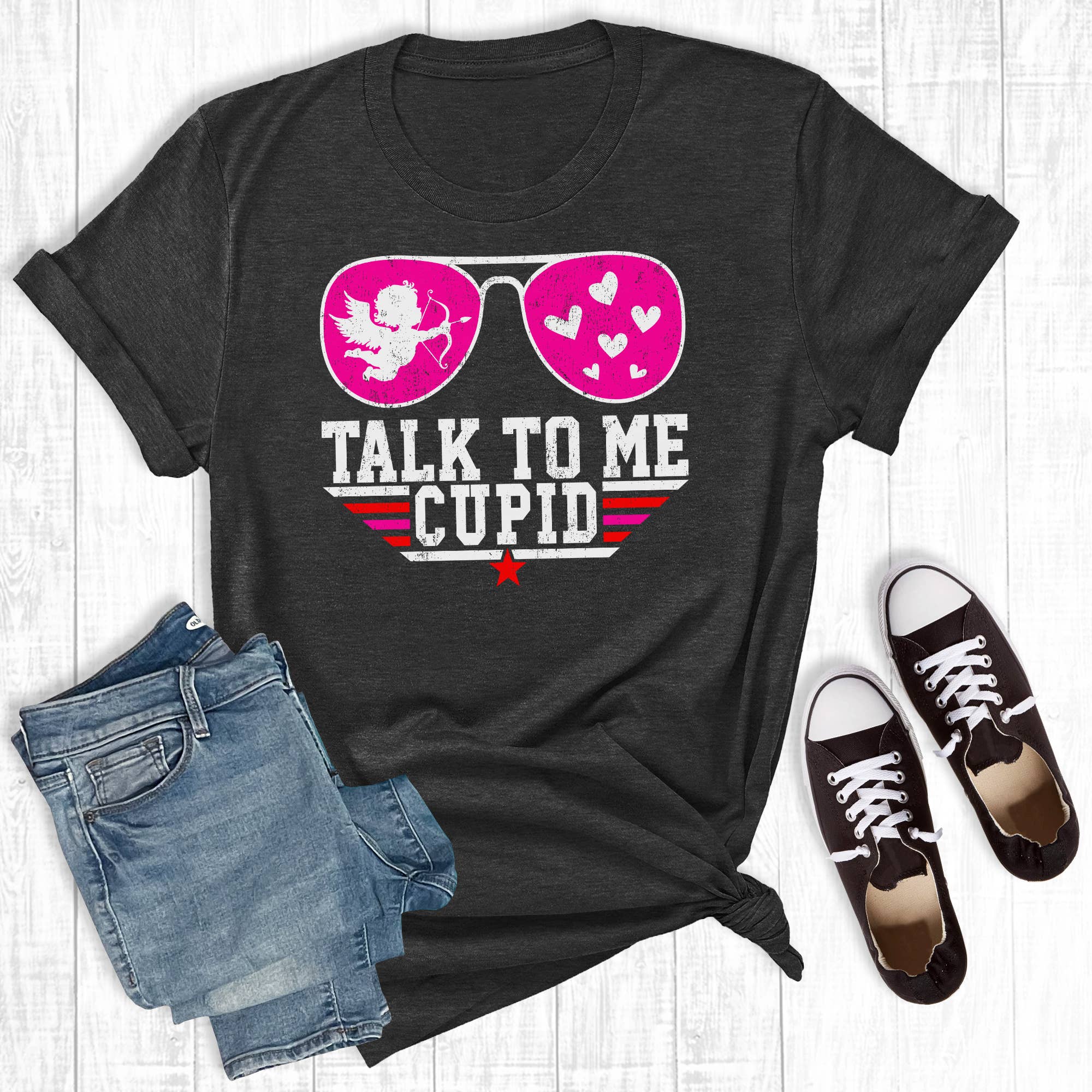 Valentine's Day Talk To Me Cupid Graphic Tee Hoodie, Sweatshirt | PodTeesHub.com