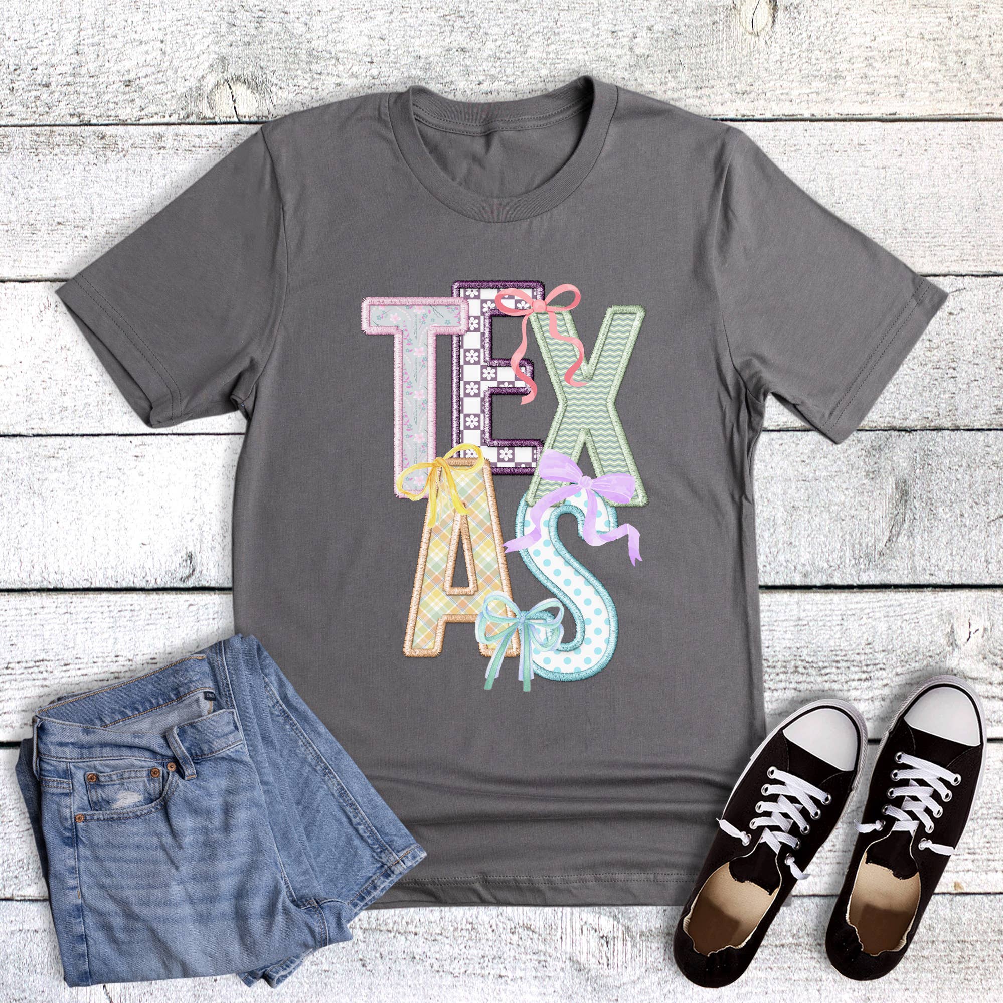 Pastel Texas Faux Embroidery Graphic Tee Hoodie, Sweatshirt | PodTeesHub.com