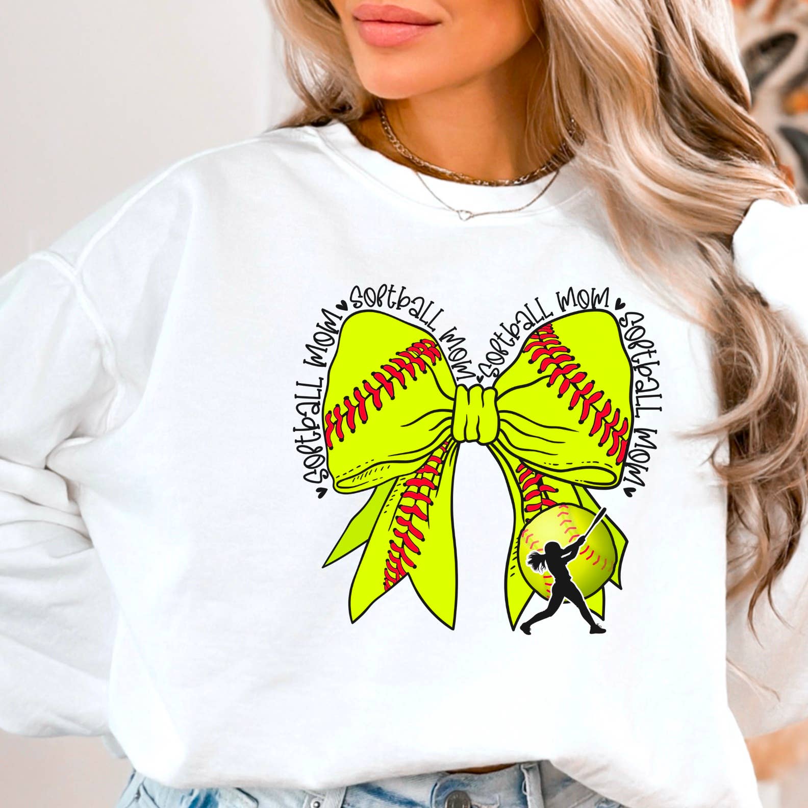 Softball Mom Coquette Bow  Graphic Sweatshirt T-Shirts, Hoodie | PodTeesHub.com
