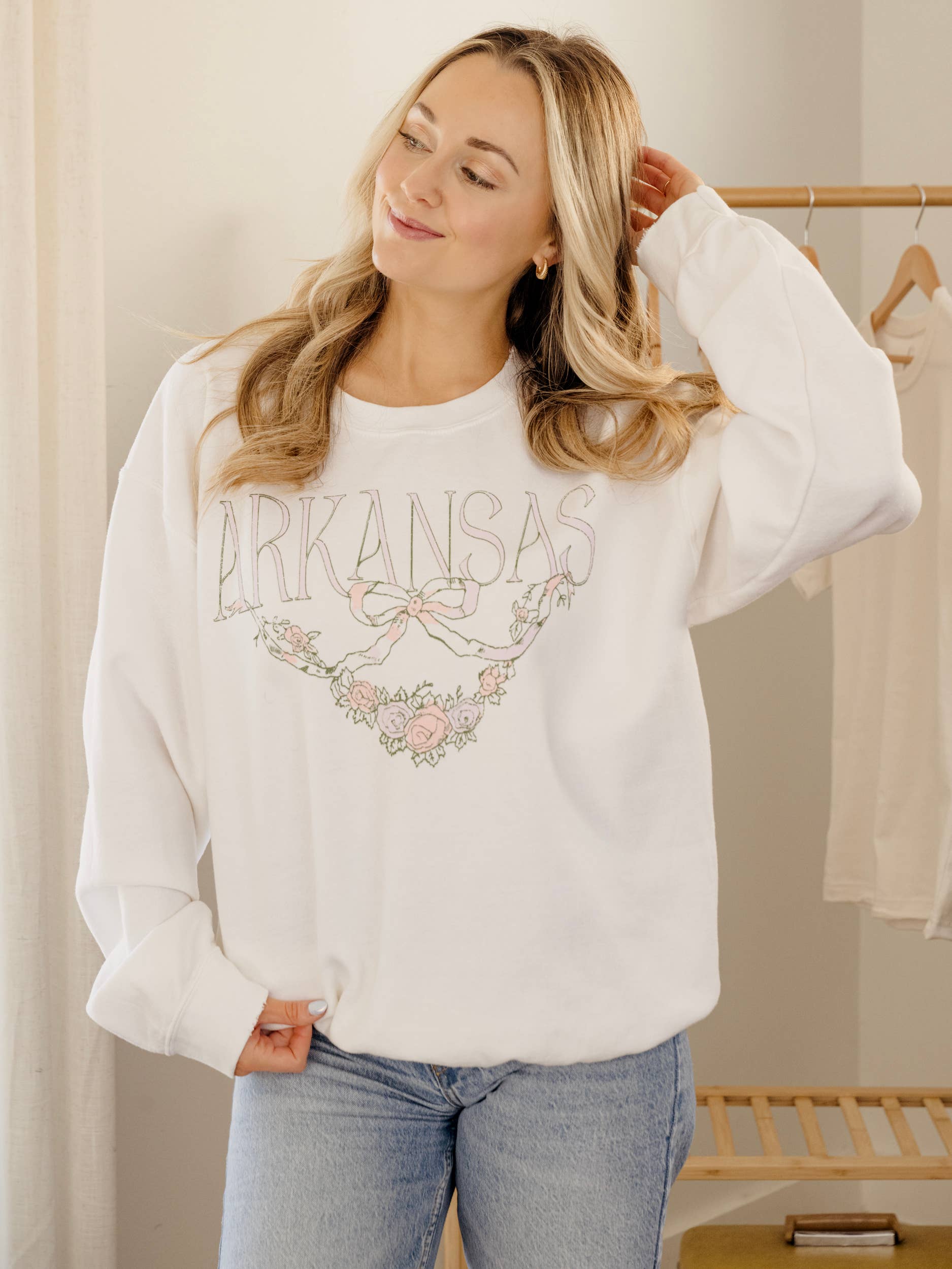 Arkansas Swag White Thrifted Graphic Sweatshirt T-Shirts, Hoodie | PodTeesHub.com