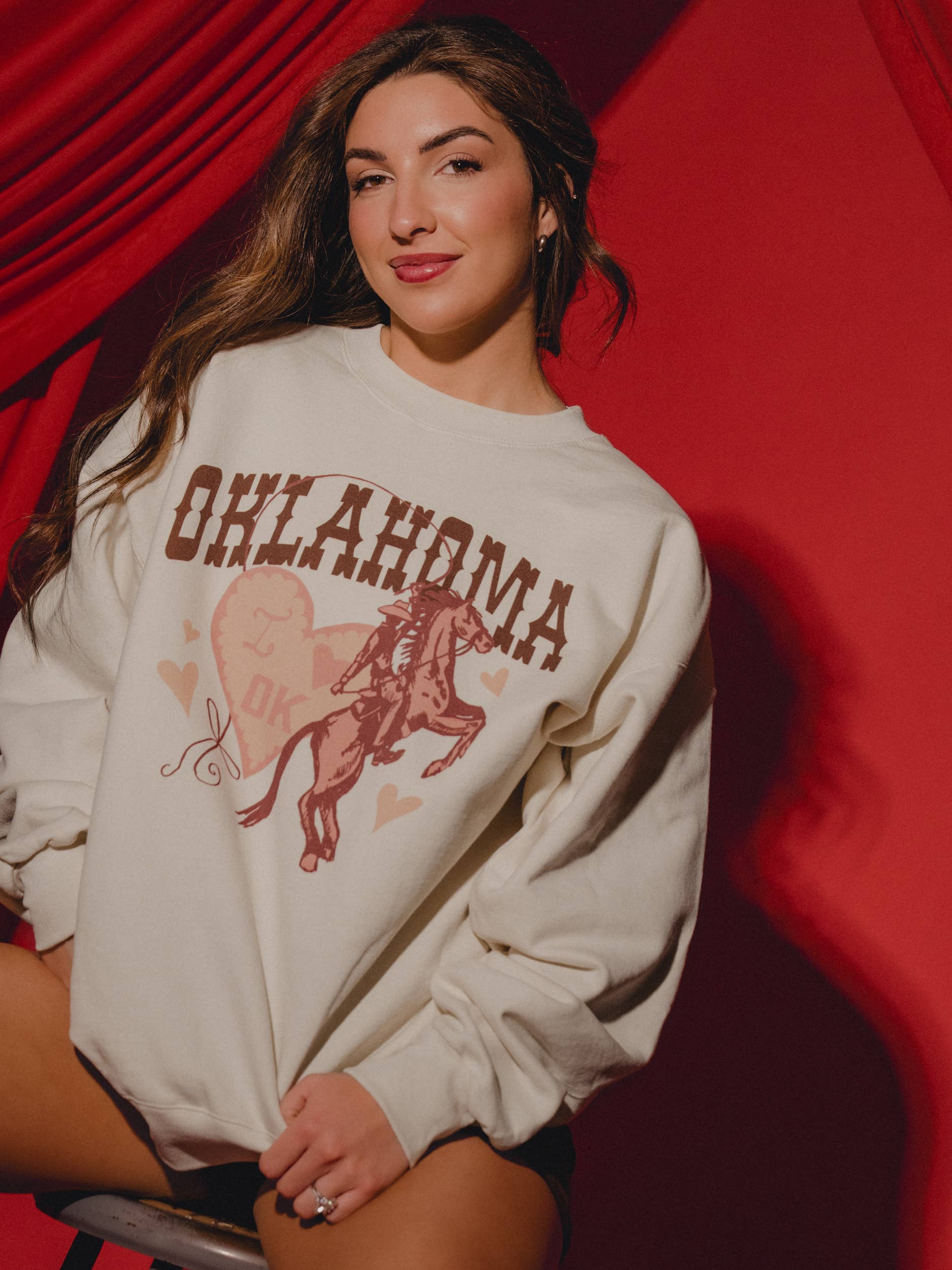 Oklahoma Hearts and Horses Natural Sweatshirt T-Shirts, Hoodie | PodTeesHub.com