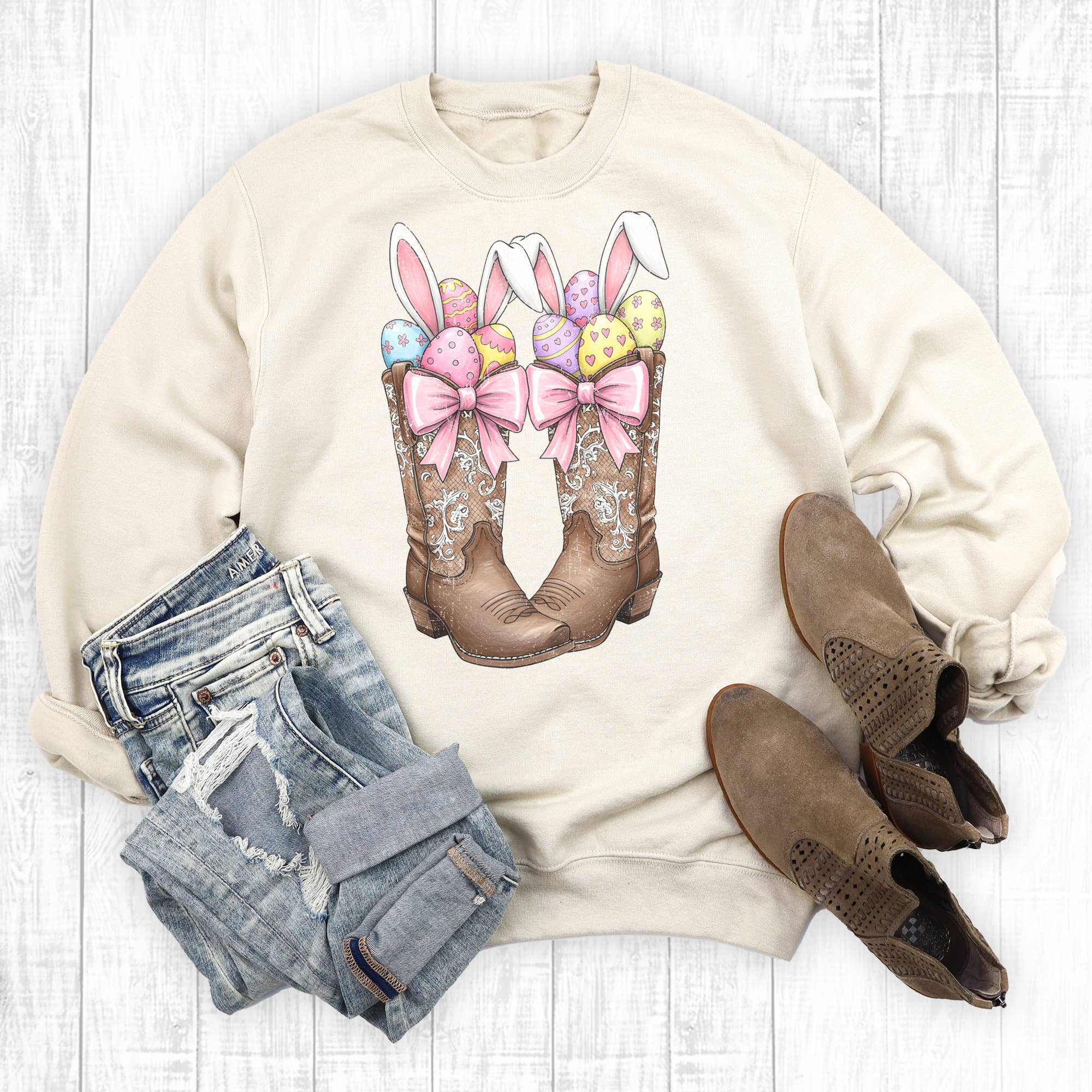 Western Howdy Easter Cowboy Boots Sweatshirt T-Shirts, Hoodie | PodTeesHub.com