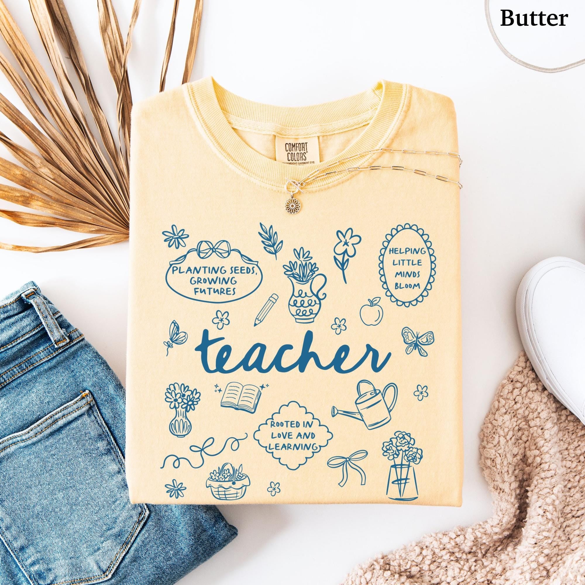 Comfort Colors Teacher Cottagecore Teach Back Shool Tee Spring Floral Teaching Teacher Appreciation (2)