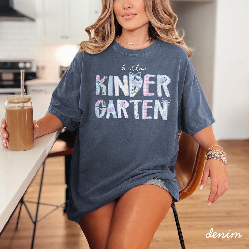 Kingergarten Comfort Colors Kindergarten Teacher Kindergarten Gingham Teacher Kindergarten Teacher Grandmillenial (2)