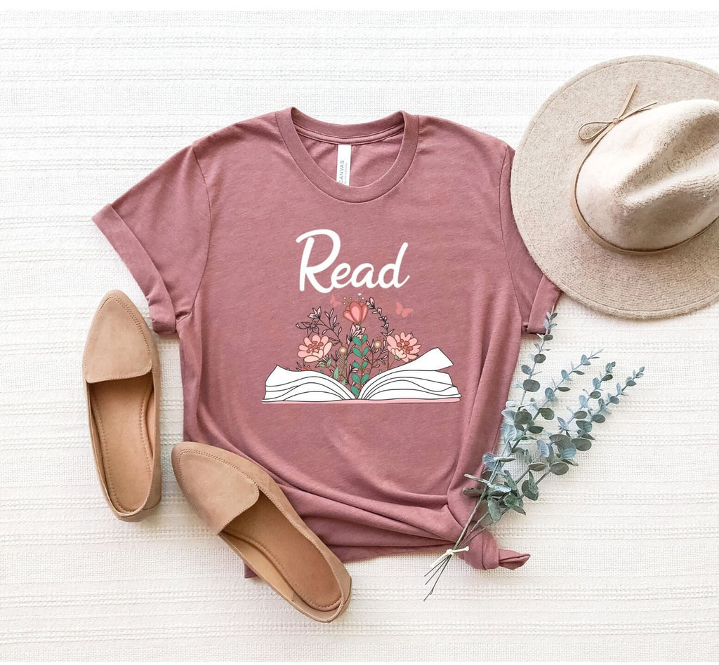 Read Floral Book Reading Book Wildflowers Book Read Book Tee Reading Time Librarian Teacher (2)