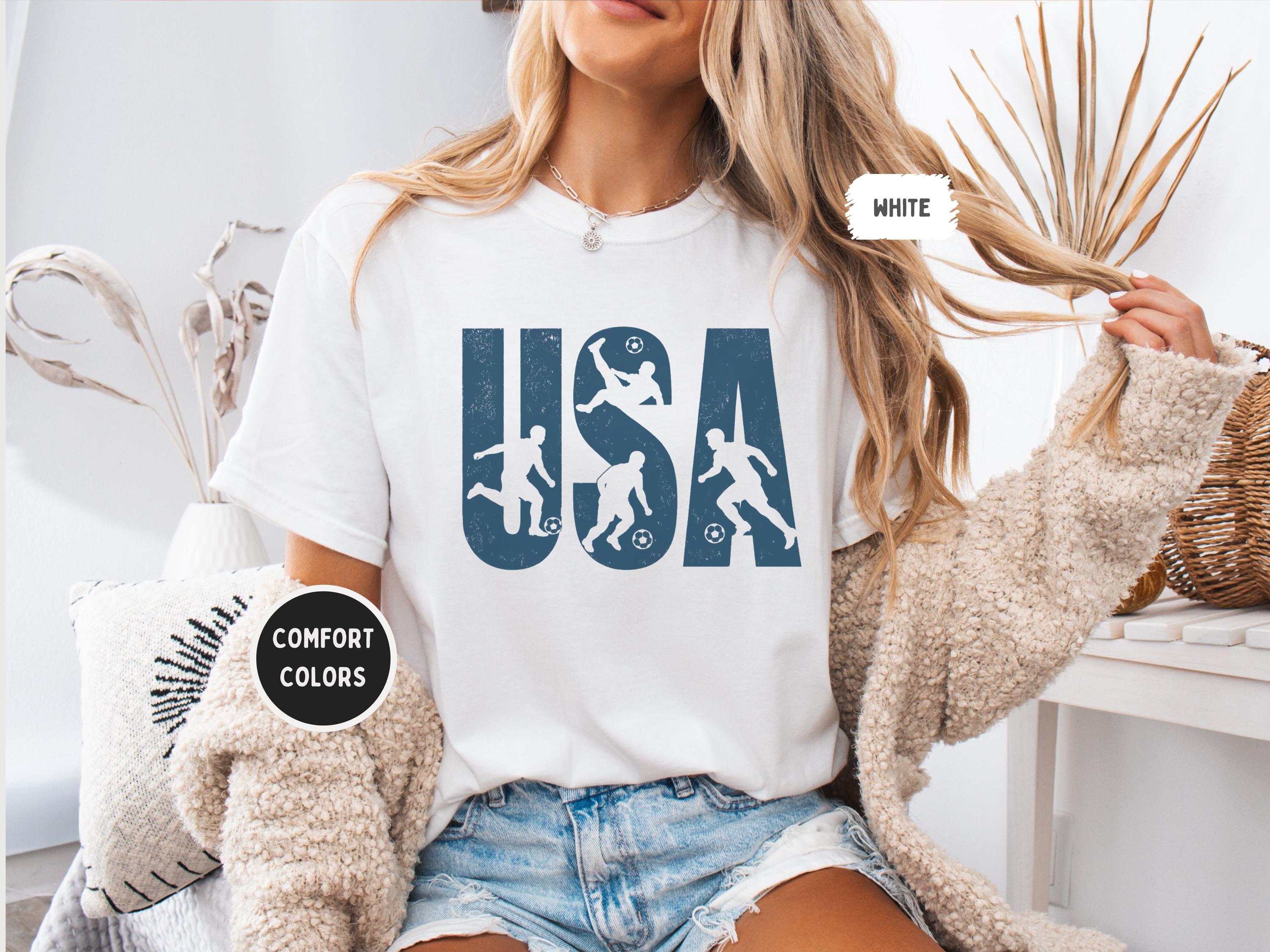 Usa Soccer Comfort Colors Patriotic World Football Fan Tee Cup Soccer Lover (2)