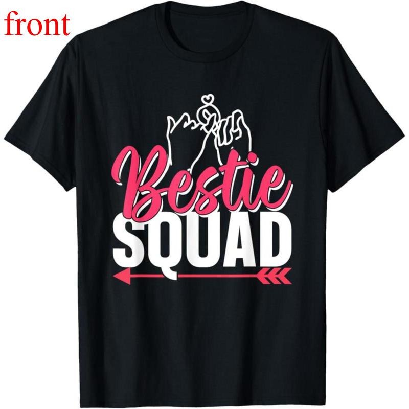 [100% Cotton]   Bestie Crew Friendship Best Friend Cute Besties T-Shirt Round Neck Short Sleeve T-Shirt Women'S Men...