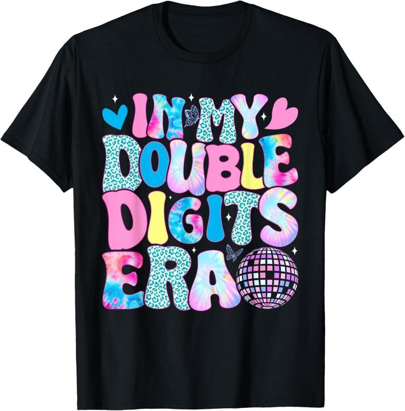 [100% Cotton]   In My Double Digits Era Retro 10 Year Old 10Th Birthday Girl T-Shirt Golf Gift T-Shirt For Men And Women...