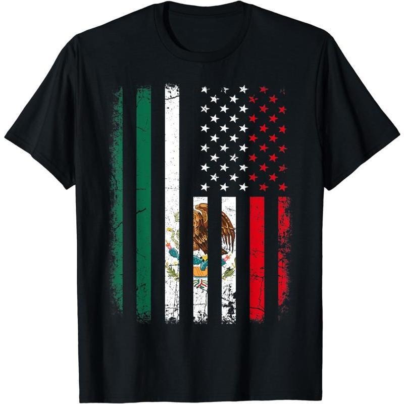 100% Cotton [100% Cotton] Mexican American Flag Mexican Roots Mexico America T-Shirt Golf Gift T-Shirt For Men And Women...