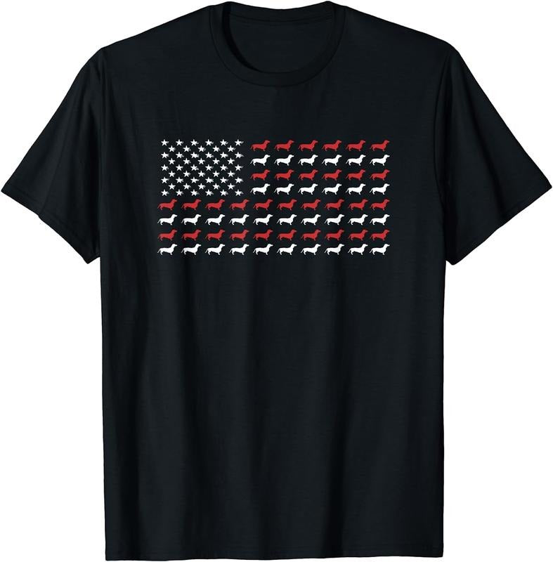 [100% Cotton] American Flag Dachshund Patriotic Dachshund Doxie Lover T-Shirt Hoodie, Sweatshirt | PodTeesHub.com
