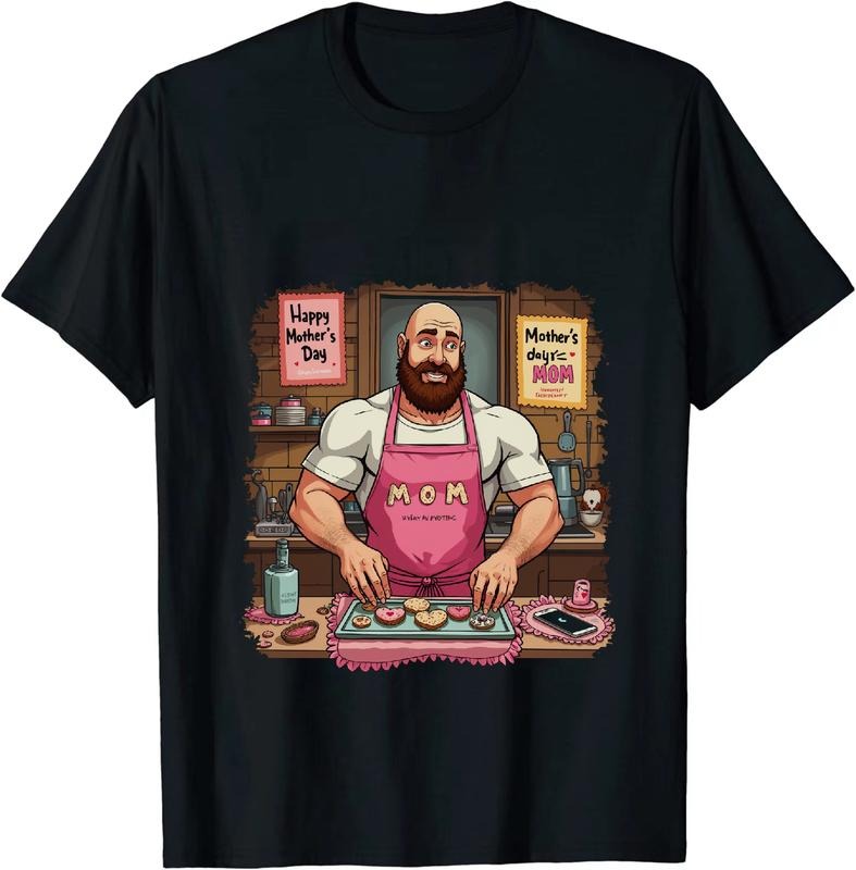 [100% Cotton] Cartoon Hardman in Kitchen Baking Love T-Shirt with TikTok Humor and Feminine Energy Hoodie, Sweatshirt