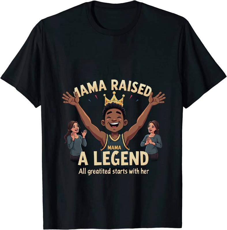 [100% Cotton] Cartoon King Crown Celebration Mama Raised a Legend T-Shirt Hoodie, Sweatshirt | PodTeesHub.com