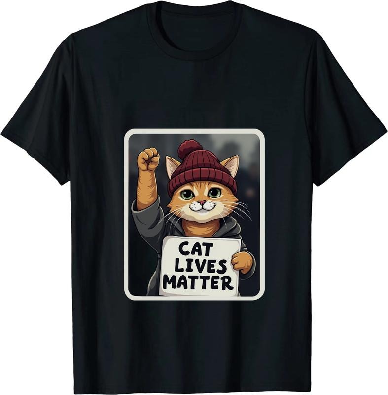 [100% Cotton] Cool Cat In Red Beanie Holding Sign T-Shirt With Urban Background Design Hoodie, Sweatshirt | PodTeesHub.com