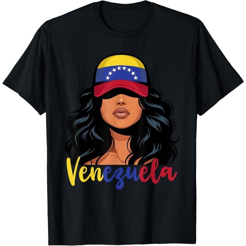[100% Cotton] Cotton Enezuelan Girl Venezuela Flag Proud Venezolana Women T-Shirt Golf Gift T-Shirt For Men And Women...