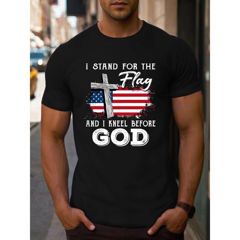 [100% Cotton] Cotton Short Sleeve  T-Shirt Men'S Patriotic Independence Day Cotton T-Shirt - "I Stand For The Flag"...