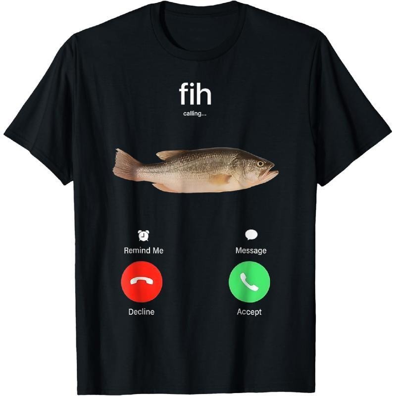[100% Cotton] Fih Calling Remind Me Message Decline Accept Phone Call Fish T-Shirt Hoodie, Sweatshirt | PodTeesHub.com