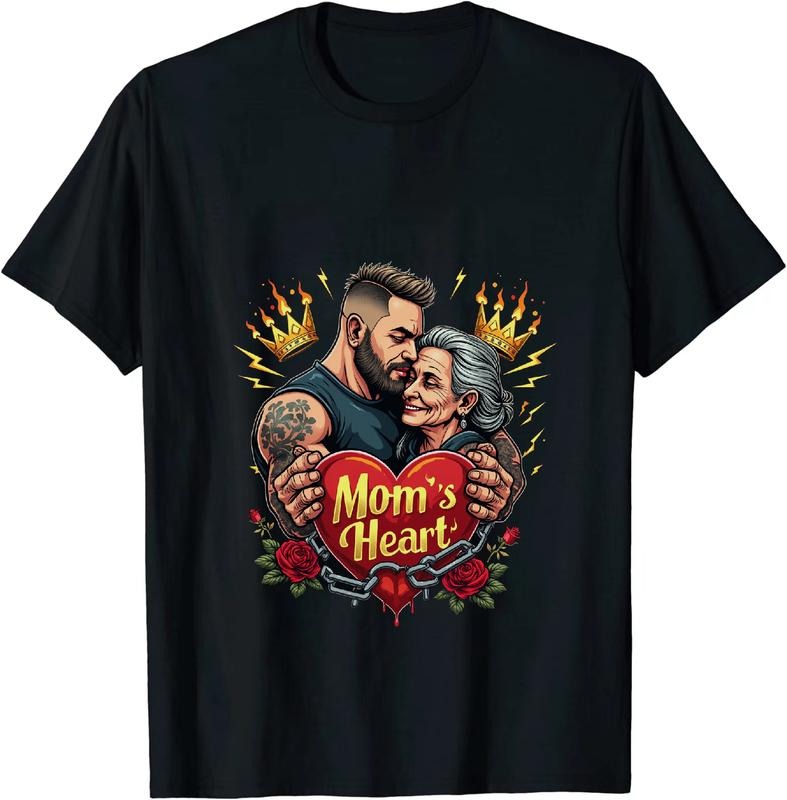 [100% Cotton] Heartwarming Mom And Son Embrace Love T-Shirt With Crown And Roses Design Hoodie, Sweatshirt | PodTeesHub.com