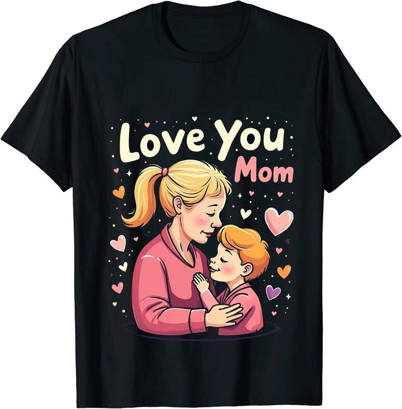 [100% Cotton] Love You Mom Mother And Child Cartoon Heart T-Shirt Hoodie, Sweatshirt | PodTeesHub.com