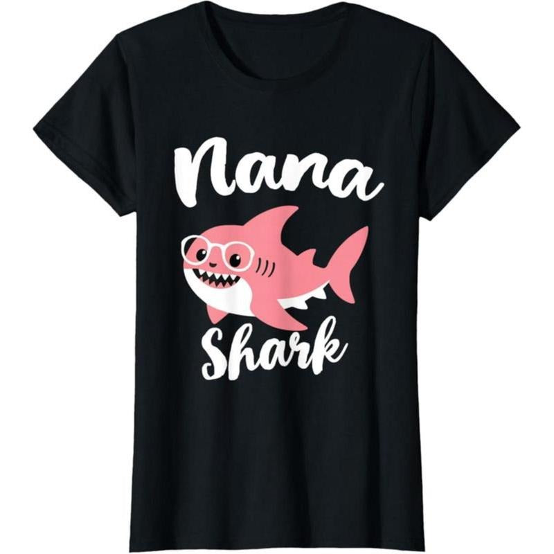 [100% Cotton] Nana Shark  Funny T-Shirt Short Sleeved T-Shirt For Men And Women Hoodie, Sweatshirt | PodTeesHub.com