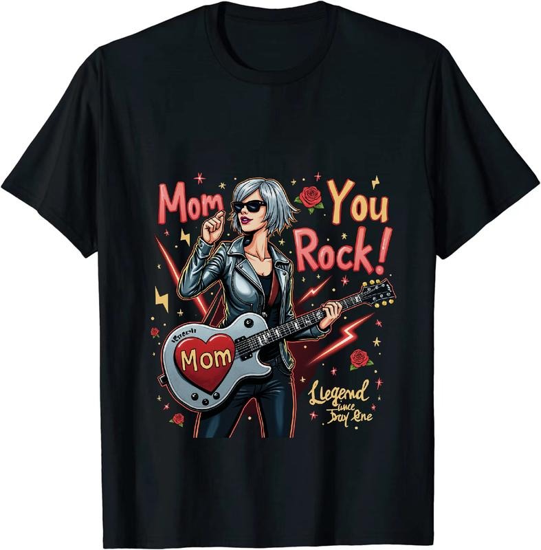 [100% Cotton] Rockstar Mom Guitar Heart Design Cool T-Shirt For Music Lovers Hoodie, Sweatshirt | PodTeesHub.com