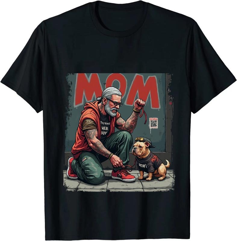 [100% Cotton] Tattoo Love Bulldog Mom Squad Graphic T-Shirt Streetwear Edition for Z Generation Hoodie, Sweatshirt