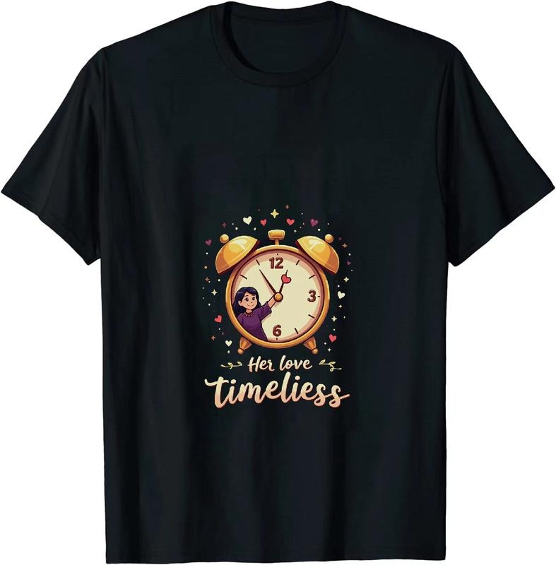 [100% Cotton] Timeless Love Alarm Clock Heart Cartoon Cute T-Shirt Hoodie, Sweatshirt | PodTeesHub.com