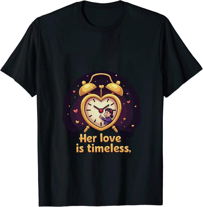 [100% Cotton] Timeless Love Heart Clock Cartoon Girl T-Shirt Hoodie, Sweatshirt | PodTeesHub.com