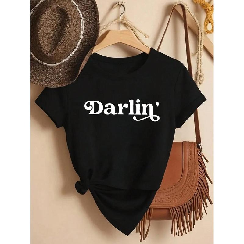 [100% Cotton] Trendy Women'S T - Shirt: Rock A Retro Vibe With 'Darlin'' On This Stylish Tee, Blending Nostalgia And...
