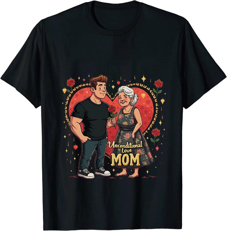 [100% Cotton] Unconditional Love For Mom Heartwarming Roses T-Shirt With Cartoon Design Hoodie, Sweatshirt | PodTeesHub.com