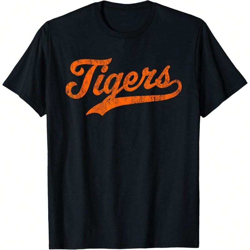 [100% Cotton] Vintage Tiger Throwback Design For Men Women Crew Neck Short Sleeve T-Shirt Women'S Letters-Printed T-Shirt...