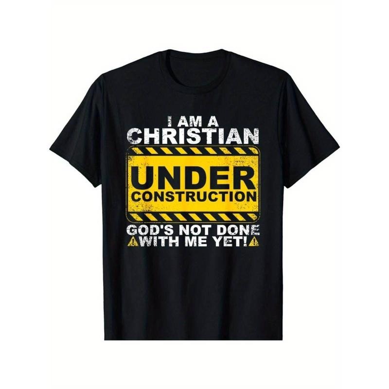 [100% Cotton] graphic tees Humorous "I am a Christian Under Construction" T-Shirt, All-Season, Cotton Hoodie, Sweatshirt