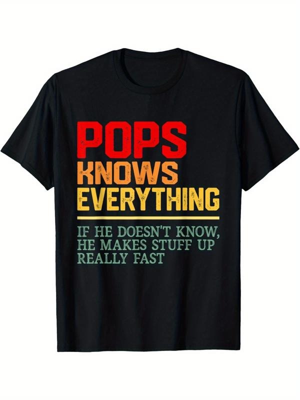 [100% Cotton] graphic tees Men's Vintage Pops Knows Everything T-Shirt