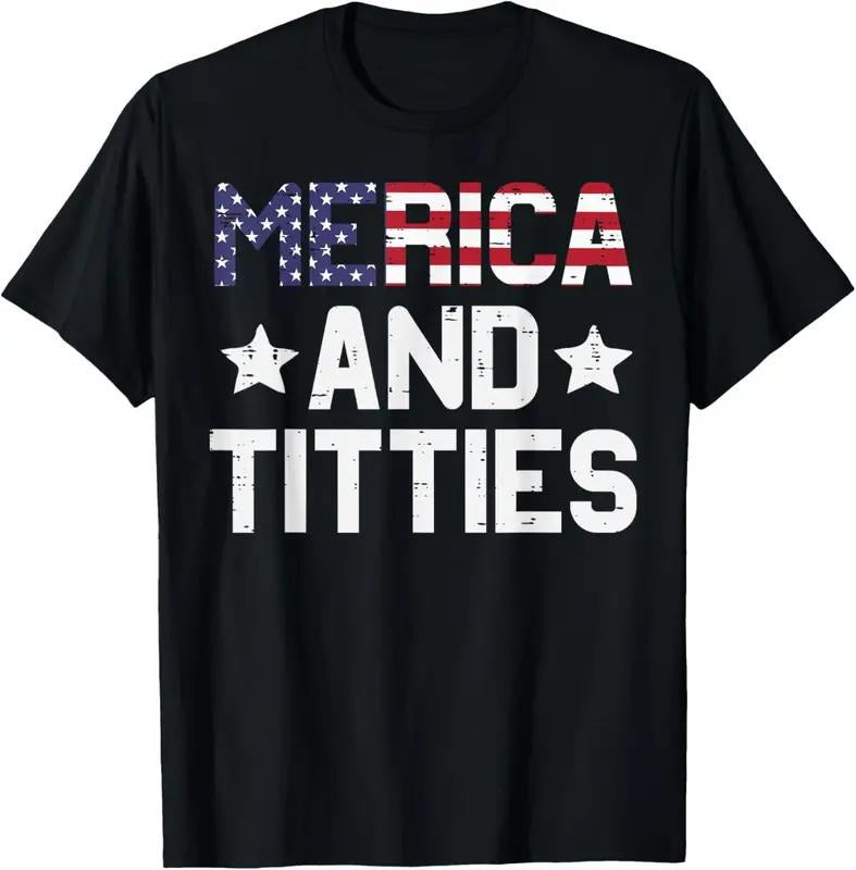 100% Cotton 4th Of July Merica And Funny Patriotic Adult Humor Women Men T-Shirt, Unisex Cotton T-shirt for Men for Women...