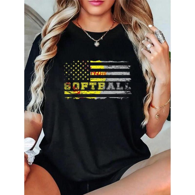 100% Cotton American Flag Softball Fan Team Distressed Gift T-Shirt Hoodie, Sweatshirt | PodTeesHub.com