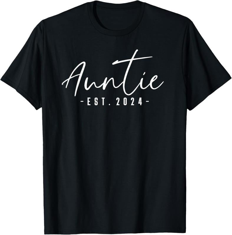 100% Cotton Auntie Est 2024 Auntie To Be Gifts New Aunt Pregnancy T-Shirt Hoodie, Sweatshirt | PodTeesHub.com