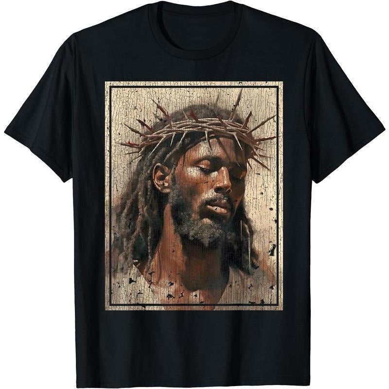 100% Cotton Black Jesus Shirt Face Of Jesus Cross With Crown Of Thorns TShirt Tee style 02 Hoodie, Sweatshirt