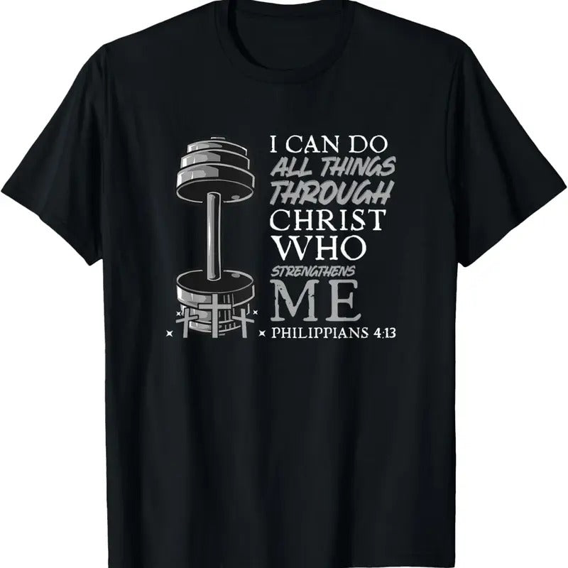 100% Cotton Can Do All Things Weightlifter Christian Gym Bible Verse T-Shirt Hoodie, Sweatshirt | PodTeesHub.com