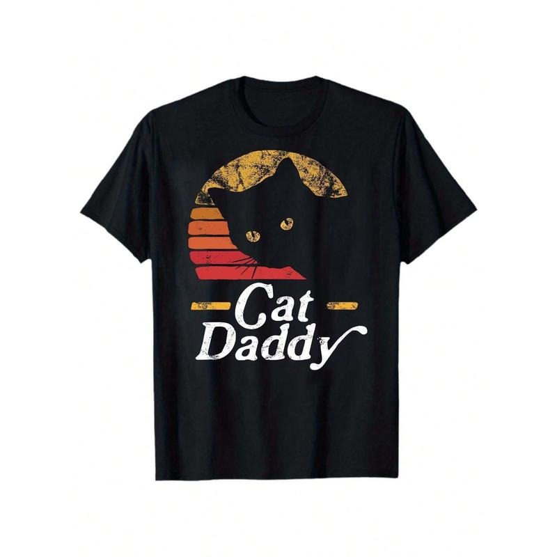 100% Cotton Cat Daddy Vintage Eighties T-Shirt, Cat Lover Gifts For Men, Mens Cat TShirt, Cat Dad T Shirt, Gift For Cat...
