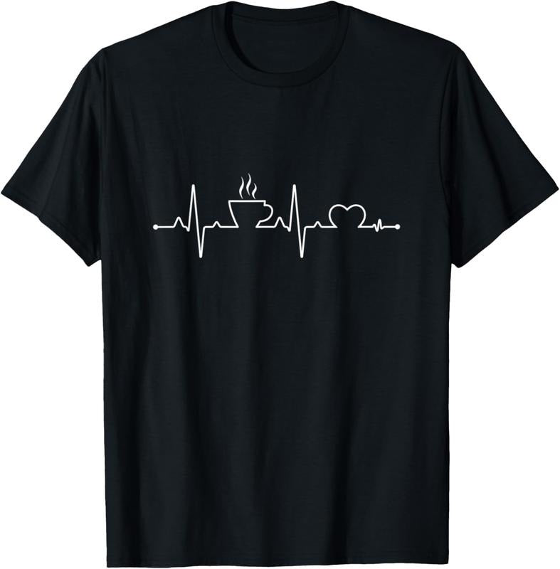 100% Cotton Coffee Heartbeat Heart Love Coffeelover Coffee Men T-Shirt Hoodie, Sweatshirt | PodTeesHub.com