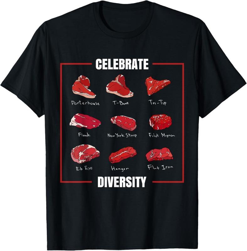 100% Cotton Funny Steak Shirt Celebrate Diversity Types of Steak Lovers T-Shirt Hoodie, Sweatshirt | PodTeesHub.com