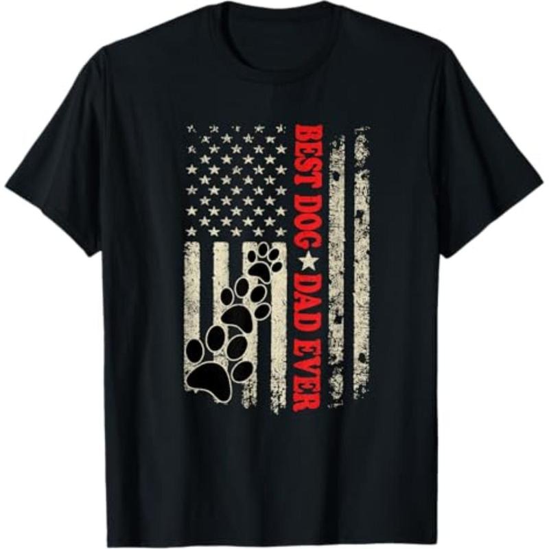 100% Cotton Golf Gift T-Shirt For Men and Women Funny Dad Fathers Day Dog Dad USA Flag T-Shirt Hoodie, Sweatshirt