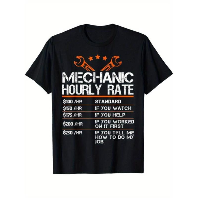 100% Cotton Golf Gift T-Shirt For Men and Women Funny Mechanic Hourly Rate Auto Repair Mechanic Labor Rates T-Shirt...